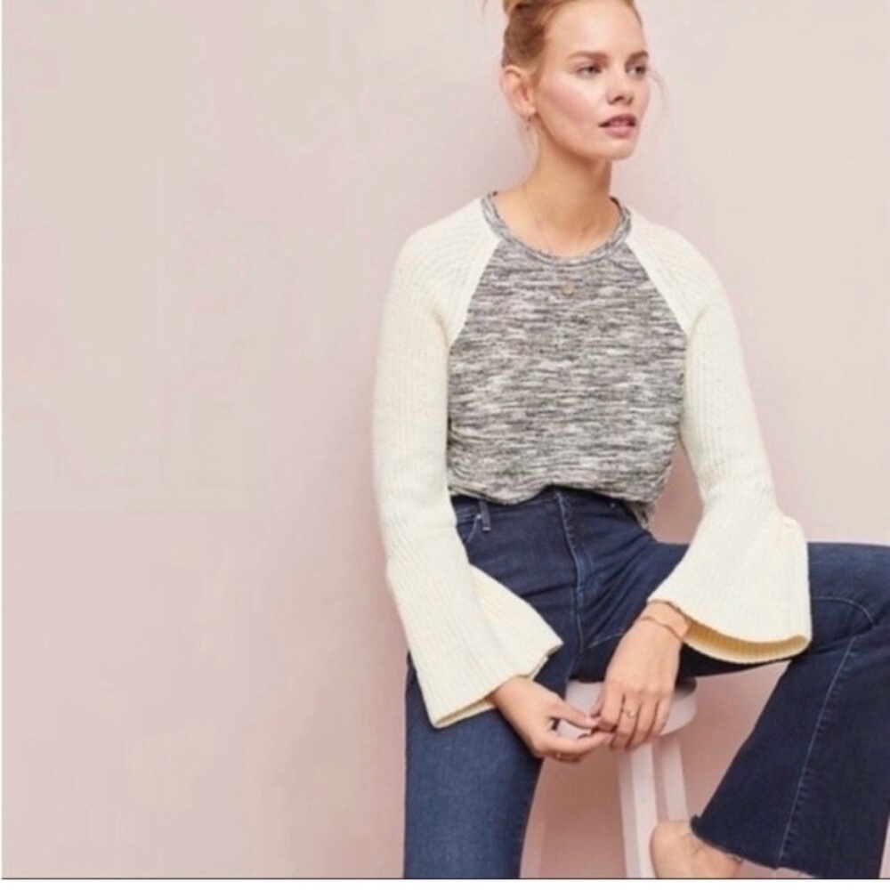 Anthropology I Dolan Gray and Cream Bell Long Sleeve Warm Top - Picture 2 of 6